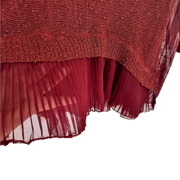 Anthropologie Maroon Sheer Knit Knotted Accordion Oversized Sweater Small - Picture 4 of 5